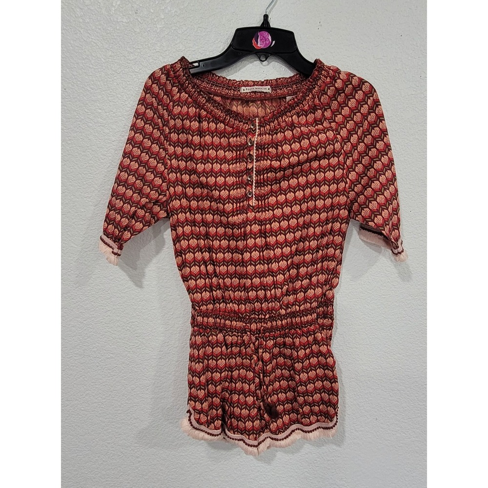 Beach Warrior Girls Geometric Print Romper Red Orange Size 8 Jumpsuit #10